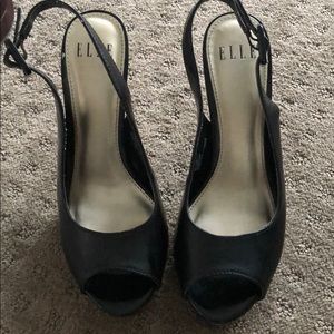 ELLE Black Peep Toe Heels